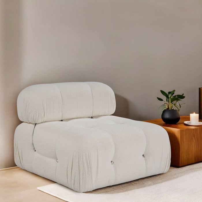 Atelier Del Sofa Sofá de 1 Plaza Bubble O1 Beige, Estructura Madera de Haya, Tejido Poliéster, Comodidad y Diseño Elegante